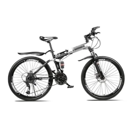 Kays Folding Bike Kays Folding Youth / Adult Mountain Bike Carbon Steel Frame And Dual Suspension, 26-Inch Wheels, 21 / 24 / 27-Speed(Size:24 Speed, Color:White)
