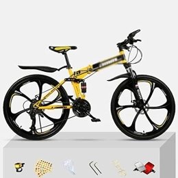 Kays Bike Kays Mens Mountain Bike 21 / 24 / 27 Speed Steel Frame 26 Inches Wheels Double Disc Brake Folding Bike For A Path, Trail & Mountains(Size:21 Speed, Color:Yello)