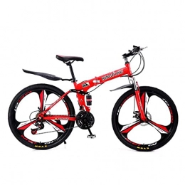 Kays Folding Bike Kays Youth / Adult Mountain Bike Folded With Disc Brake And Shock-absorbing Front Fork 26-Inch Wheels 21-Speed For Mens And Womens(Color:Red)