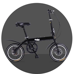 Kids Bike Folding Bike Kids Bike Foldable Bicycle Boy 14 Inches Adult Bicycle Disc Brake Foldable Travel / work Portable High-carbon Steel Free Installation(Color:Black)