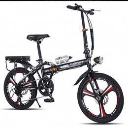 Kids' Bikes Folding Bike Kids' Bikes Lightweight Carbon Steel Folding City Bike, 20 Inch Men and Women Double Disc Brake Shock Absorber Variable Speed Bicycle (Color : Black)