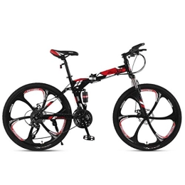 KOSGK Bike KOSGK Outdoor Folding Mountain Bike Child Bicycles 21 / 24 / 27 Speed Steel Frame 24 Inches 3-Spoke Wheels Suspension Folding Bike, 27speed