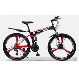 KP&CC Bike KP&CC 3 cutter Wheel Mountain Bike Adult Folding Double Shock-absorbing Off-road Racing, Top-notch Configuration, Beautiful Colors for Men and Women, blackred