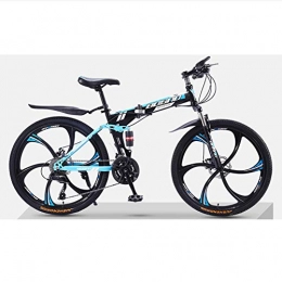 KP&CC Folding Bike KP&CC 6 cutter Wheel Mountain Bike Adult Folding Double Shock-absorbing Off-road Racing, Top-notch Configuration, Beautiful Colors for Men and Women, blackblue