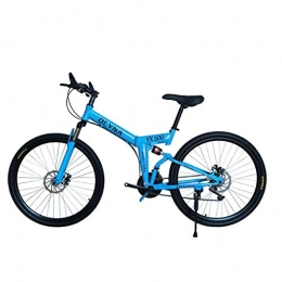 KP&CC Folding Bike KP&CC Banner Wheel Mountain Bike Adult Shock-absorbing Disc Brake Y-folding Bicycle for Men and Women, Blue