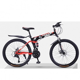 KP&CC Folding Bike KP&CC Mountain Bike Adult Folding Double Shock-absorbing Off-road Racing, Top-notch Configuration, Beautiful Colors for Men and Women, blackred