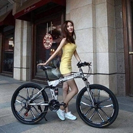 KRXLL Bike KRXLL Folding Bike Mountain Bicycle Hard Tail Bike 21 Speed Bicycle Full Suspension MTB Bikes-Grey_24 inches