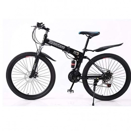 KT Mall Bike KT Mall 21-Speed Adult Folding Mountain Bike 26 Inch Carbon Steel Bike Student Variable Speed Off-Road Dual Shock Absorber Dual Disc Brake Bike Weight 150Kg, Black