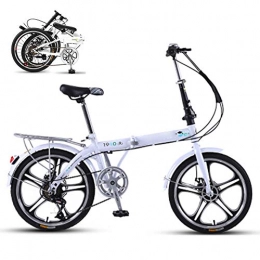 KuaiKeSport Bike KuaiKeSport 20-Inch Folding Bike for Adults Student, Portable Lightweight Folding Bicycle, Small Fold up City Bike Adjustable seat for Women Men Student, Damping Bicycle Urban Commuter Road Bike, White