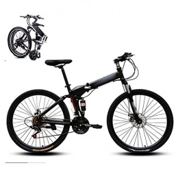 KuaiKeSport Folding Bike KuaiKeSport 24in Folding Mountain Trail Bike, 27 Speed Folding MTB for Adults Student, Lightweight Folding Damping Bicycle Fat Tires Bike for Boys Girls Women, Folding Outroad Bicycles, Black