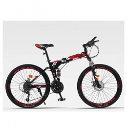 KXDLR Folding Bike KXDLR Mountain Bike 27 Speeds Mens Shock Absorption Mountain Bike 26' Tire High-Carbon Steel Frame Dual Suspension with Dual Disc Brake, Red