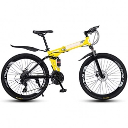 KXDLR Folding Bike KXDLR Mountain Bike, Folding Bike Unisex Mountain Bike 27 Speeds 26 Inch Off-Road Tire Road Bicycle Bike with Disc Brakes And Dual Suspension, Yellow