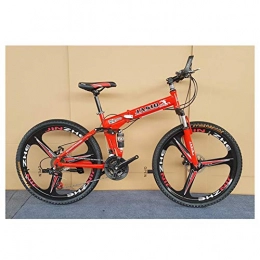 KXDLR Bike KXDLR Mountain Bike, Mountain Folding Bike Men's Dual Suspension Mountain Bike 26 Inch 24 Speed Double Disc Brake, Red