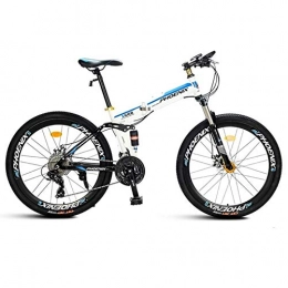 LBWT Folding Bike LBWT Folding Mountain Bike, Adult Off-Road Bicycles, 26 Inches Spoke Wheels, 21 / 27 Speed Steel Frame, Gifts (Color : White, Size : 21speed)