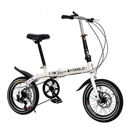 LHQ-HQ Bike LHQ-HQ Adult Folding Bike 16-Inch Folding Bike 6-Speed Compact City Commuter Bike Mountain Bike Easy Folding Male And Female Youth Bicycle-White