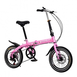 LHQ-HQ Folding Bike LHQ-HQ Adult Folding Bike 16-Inch Folding Bike Compact 6-Speed City Bike Mountain Bike Simple Folding Bike for Men And Women Teenagers-Pink