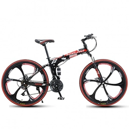 LHQ-HQ Folding Bike LHQ-HQ Folding Mountain Bike 26" Magnesium Alloy Wheel 27 Speed High-Carbon Steel Frame Dual-Suspension Dual Disc Brake Adult Bike, E