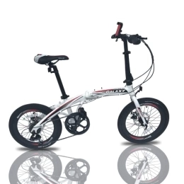 通用 Bike Lightweight 20inch Alloy Folding City Bike 7 Speed Bicycle 20" 12kg Gears & Dual Disc Brakes Cycle (White)