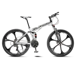 LILIS Bike LILIS Mountain Bike Folding Bike Mountain Bike Road Bicycle Folding Men's MTB Bikes 21 Speed 24 / 26 Inch Wheels For Adult Womens (Color : White, Size : 24in)