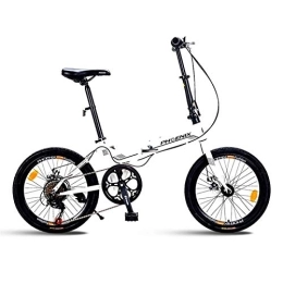 LLF Folding Bike LLF Lightweight Folding Casual Bicycle, 20 Inch Mini Portable Student Comfort Speed Wheel Folding Bike for Height 135CM-180CM (Color : White, Size : 20in)