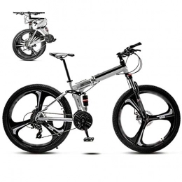 Llpeng Bike Llpeng 24-26 Inch MTB Bicycle, Unisex Folding Commuter Bike, 30-Speed Gears Foldable Mountain Bike, Off-Road Variable Speed Bikes for Men And Women, Double Disc Brake / White / A wheel / 26