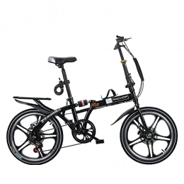 Lwieui Folding Bike Lwieui Adult Folding Bicycle, 140 Cm, Variable Speed Double Disc Brake, 6 Speed, Tires 20 Inches, Travel Vital(Color:White)
