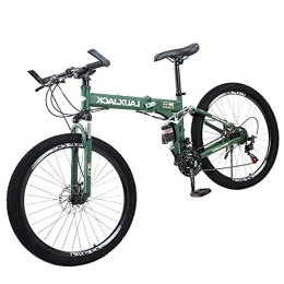 Lwieui Folding Bike Lwieui Green Bicycle Ergonomic Mountain Bike, Comfortable And Beautifu, Small Space Occupation, Folding ​easy To Fold Anti-skid Tires, Suitable For Mountains And Streets(Size:30 speed)