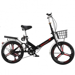 Lwieui Folding Bike Lwieui Mountain Bike Lightweight And Stylish Variable Speed, Black Folding Bike Shock Absorb, Bicycle Running On The Highway, With Back Seat And Basket