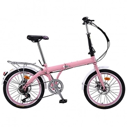 Lwieui Folding Bike Lwieui Mountain Bike Pink Folding Bike Suitable 7 Speed, Wheel Dual Suspension, Height And Save Space Better, For Mountains And Roads Adjustable Seat