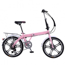 Lwieui Folding Bike Lwieui Pink Mountain Bike Folding Bike, Height Adjustable Seat, For Mountains And Roads, And Save Space Better Like, 7 Speed Dual Suspension Wheel
