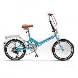 M-YN Bike M-YN Adult Folding Bike, 20-inch Wheels, 7-Speed Drivetrain, Rear Carry Rack, Multiple Colors For Men Women(Color:blue)