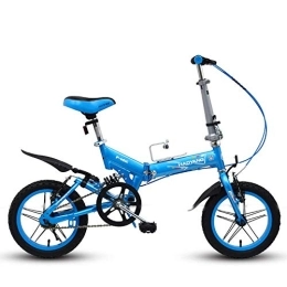 DJYD Bike Men Women Folding Bike, 14 Inch Mini Foldable Mountain Bicycle, Lightweight Portable High-carbon Steel Reinforced Frame Commuter Bike, Red FDWFN (Color : Blue)