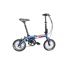   Mens Bicycle Bicycle, 14-inch Aluminum Alloy Folding Bike Ultralight Bicycle (Color : White) (Blue)