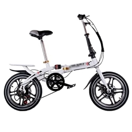   Mens Bicycle Foldable Ultra-Light Bicycle Variable Speed Double Brake Folding Bicycle for Students (Color : Black) (White)