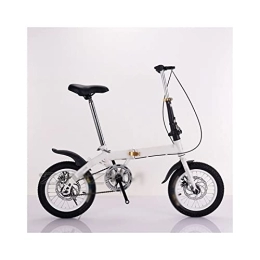   Mens Bicycle Folding Bicycle 14" for Women Portable Bike Outdoor Subway Transit Vehicles Foldable Bicicleta (Color : Black) (White)