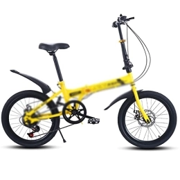   Mens Bicycle Folding Bicycle 20 inches 7 Speed Disc Brake Portable Light Cycling Portable Urban Cycling Commuting Travel Sports Folding Bike (Color : White, Size : 7_20INCH) (YELLOW 7_20INCH)