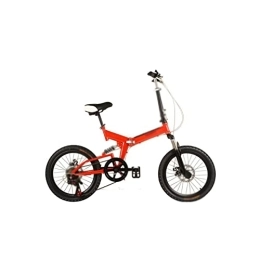   Mens Bicycle Folding Bicycle Aluminum Alloy Light Weight Portable 7 Speeds Wheel Disc Brake Fast Racing Bike Daily Commute Bike (Color : White) (Red)