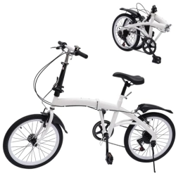 Mgorgeous  Mgorgeous 20 Inch Folding Bicycle 7 Speed Adult Foldable Bikes Lightweight City Bike 95-112cm Height Adjustable White Bicycle with Double V Brake for Adult