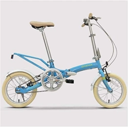 Aoyo Bike Mini Folding Bikes, 14 Inch Adults Women Single Speed Foldable Bicycle, Lightweight Portable Super Compact Urban Commuter Bicycle, (Color : Blue)