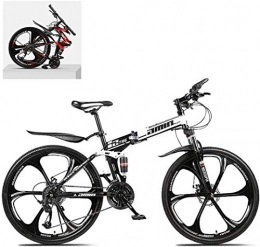 MJY Bike MJY 26 inch Folding Mountain Bikes, High Carbon Steel Frame Double Shock Absorption Variable, All Terrain Quick Foldable Adult Off-Road Bicycle 6-6, 24 Speed