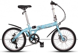 MJY Bike MJY Folding Bicycle, 20 inch Shock Absorption 6 Speed Folding Bike Portable Adult Teen City Bicycle 6-6, Blue