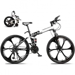 KuaiKeSport Bike Mountain Bicycle MTB, 30 Speed Folding Bike Dual Disc Brake for Adults Student, 26-Inch Folding Bike Bicycle Men Women, Fold up City Bike, Fat Tire Damping Racing Bicycle Travel Outdoor Bike, Black