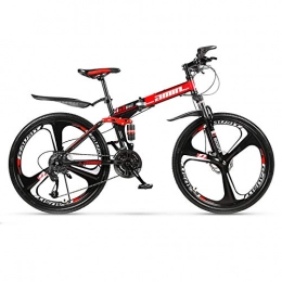 CXSMKP Folding Bike Mountain Bike Folding Bike for Adult Men And Women Teens, 21 Speed 26Inch 3 Spoke High Carbon Steel Frame, Dual Disc Brake Rear Rack, Double Shock Absorption