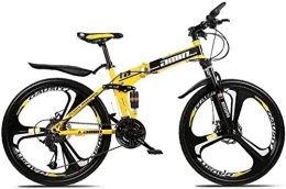 AYDQC Folding Bike Mountain Bike Folding Bikes, 26In 21-Speed Double Disc Brake Full Suspension Anti-Slip, Lightweight Aluminum Frame, Suspension Fork, Yellow, B 6-11 fengong