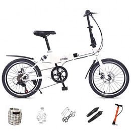 WM-LIHGT Folding Bike Mountain Bike Folding Bikes, 7-Speed Double Disc Brake Full Suspension Bicycle, 20 Inchn City Commuter Bicycles for Men and Wome WM-LIHGT / White