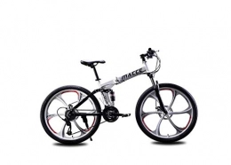 DYM Folding Bike Mountain Bike Unisex Dual Suspension Mountain Bike 26 inch Integral Wheel 21 Speed 24 Speed 27 Speed High-Carbon Steel Student Commuter City Folding, White, 24 Speed