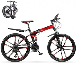 klt Bike Mountain bikes, adult student folding mountain bikes, 24-speed 26-inch wheels double disc brakes folding road bikes, folding travel outdoor bikes, dual suspension racing bikes off-road bikes-B