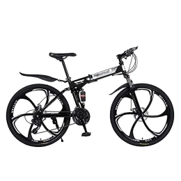 MQJ Folding Bike MQJ 26-Inch Mountain Bike, Men's Double-Disc Brake Hard-Tail Bicycle with Adjustable Speed Folding High Carbon Steel Frame 21 / 24 / 27 Speed, C~26 Inches, 21 Speed