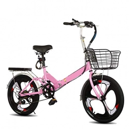 MYRCLMY Bike MYRCLMY 20-Inch Folding Bike Cycling Commuter Foldable Bicycle Women's Adult Student Car Bike Lightweight Aluminum Frame Shock Absorption, Pink