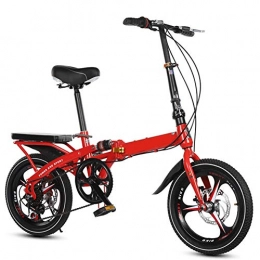 MYRCLMY Bike MYRCLMY Portable Motorcycle Permanent Folding Bicycle Adult Student Ultra Light Portable 16-Inch / 20-Inch City Ride, 7-Speed Shift, Foldable, Go To Work, Go To School, Travel, Red, 16inches